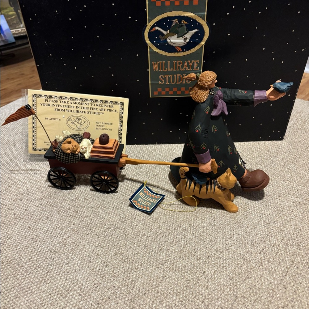 Williraye Studio WW2735 Girl with Cat Pulling Cart